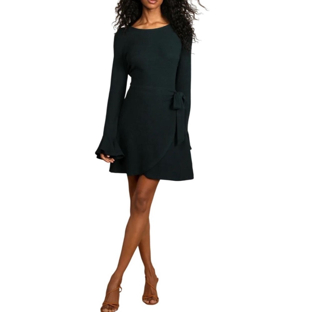 Lulus Favorite Tune Black Faux Wrap Sweater Dress Size Small NWT